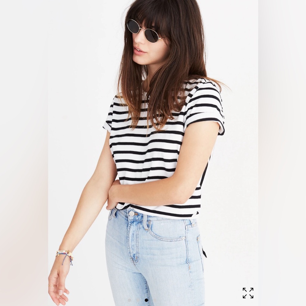 Madewell Striped Tie-back Tee off white/black Small